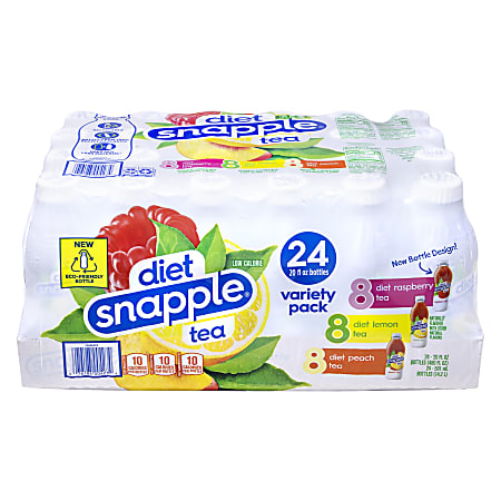 Snapple Diet Ice Tea, 20 Oz, Assorted Flavors, Pack Of 24 Bottles