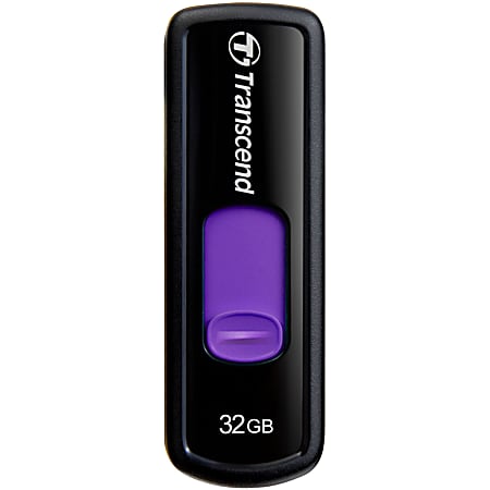 Transcend® JetFlash® 500 USB 2.0 Flash Drive, 32 GB, Black/Purple