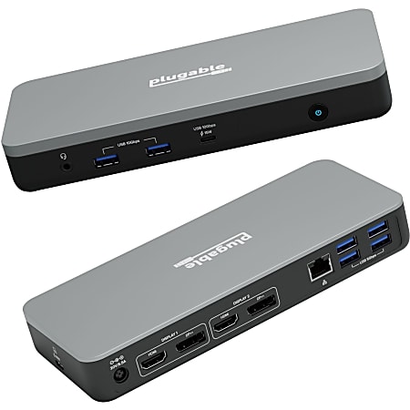 Plugable Dual 4K USB-C Chromebook Docking Station, Google Certified Chromebook Compatible, 60W Driverless Charging Dock