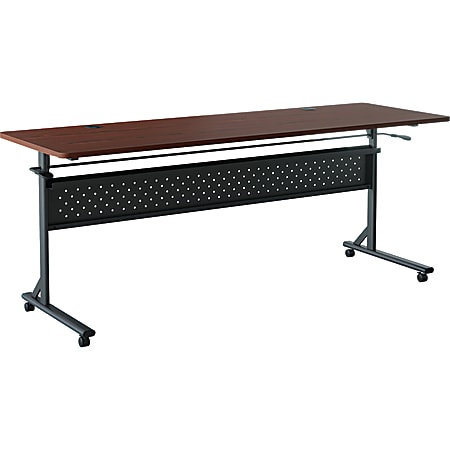 Lorell® Shift 2.0 Flip & Nesting Mobile Table, 29-1/2”H x 72”W x 24”D, Mahogany/Black