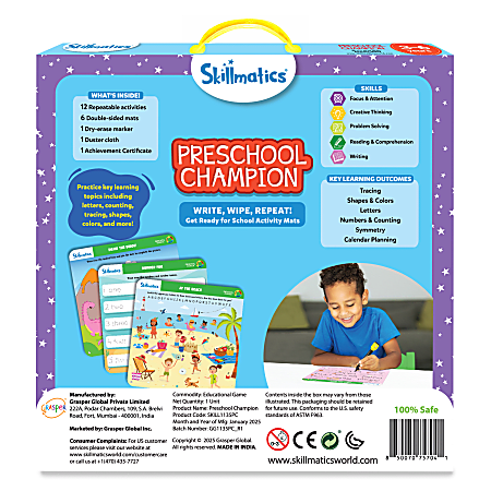 Skillmatics Educational Write And Wipe Activity Mats Preschool Champion ...