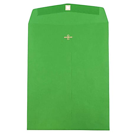 JAM Paper® Open-End 10" x 13" Catalog Envelopes, Clasp Closure, 30% Recycled, Green, Pack Of 10