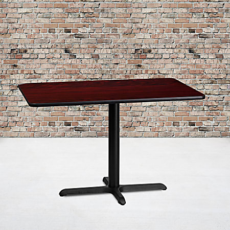 Flash Furniture Laminate Rectangular Table Top With Table-Height Base, 31-1/8"H x 24"W x 42"D, Mahogany/Black