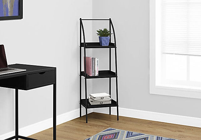 Monarch Specialties 3-Shelf Backless Metal Bookcase, Black
