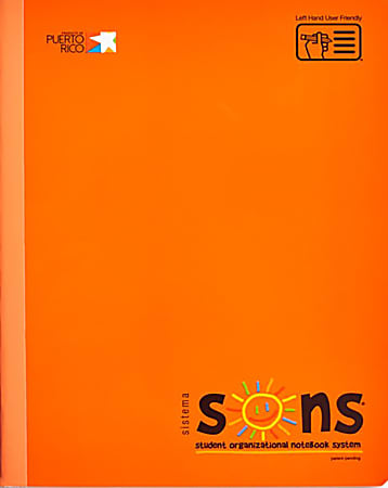 SONS System Journal-Style Notebooks, 9-3/4" x 7-1/2", 1 Subject, Primary Rule, 200 Sheets, Orange