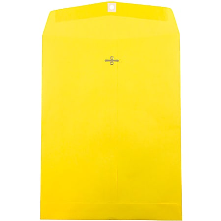 JAM Paper® Open-End 10" x 13" Catalog Envelopes, Clasp Closure, 30% Recycled, Yellow, Pack Of 10