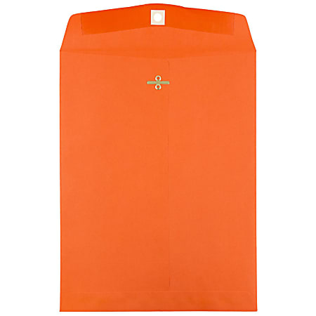 JAM Paper® Open-End 10" x 13" Catalog Envelopes, Clasp Closure, 30% Recycled, Orange, Pack Of 10