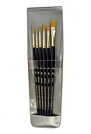 Princeton Real Value Paint Brush Set Series 9132, Assorted Bristles, Taklon, Blue, Set Of 6