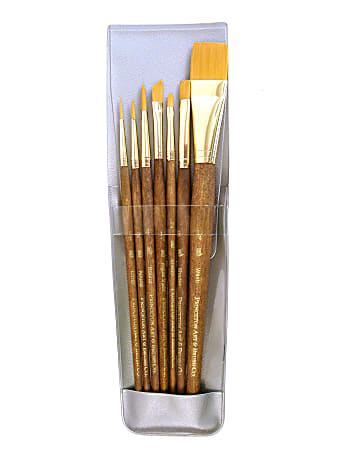 Princeton Real Value Series 9143, Assorted Sizes, Golden Taklon, Synthetic, Brown, Set Of 7