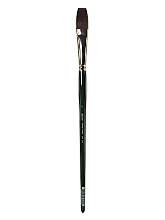 Silver Brush Ruby Satin Series Long-Handle Paint Brush, Size 1, Flat Bristle, Synthetic, Multicolor