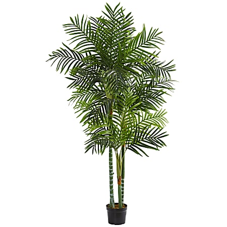 Nearly Natural Areca Palm 90”H Artificial Tree With Pot, 90”H x 18”W x 18”D, Green