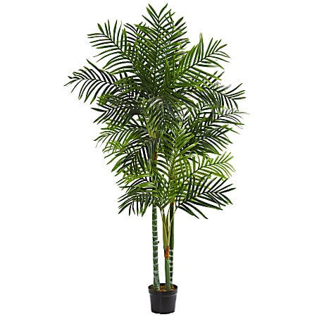 Nearly Natural Areca Palm 90”H Artificial Tree With Pot, 90”H x 18”W x 18”D, Green