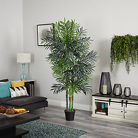 Nearly Natural Areca Palm 90 H Artificial Tree With Pot 90 H x 18 W x ...