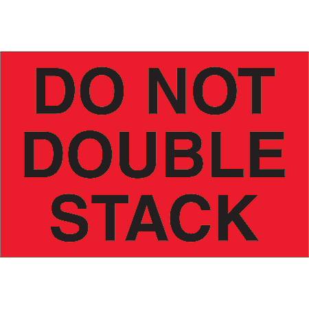 Tape Logic® Preprinted Shipping Labels, DL1092, Do Not Double Stack, Rectangle, 2" x 3", Fluorescent Red, Roll Of 500