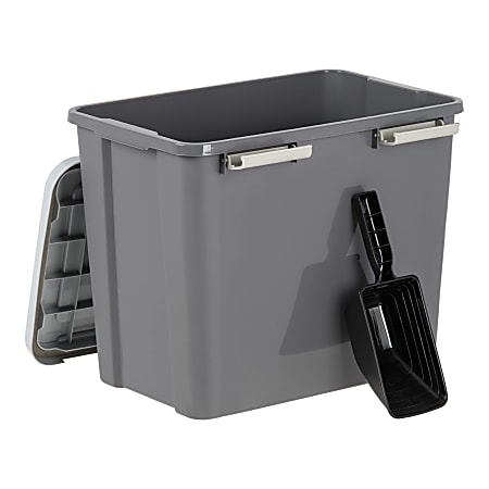 IRIS Airtight Pet Food Container with Scoop, 30 Lb, Gray, Total Qty 1