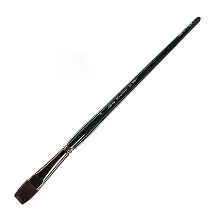 Silver Brush Ruby Satin Series Long-Handle Paint Brush 2502, Size 12, Bright Bristle, Synthetic, Green