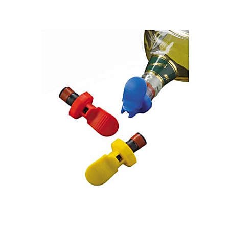 American Metalcraft Bottle Stoppers, Assorted Colors, Pack Of 3 Stoppers