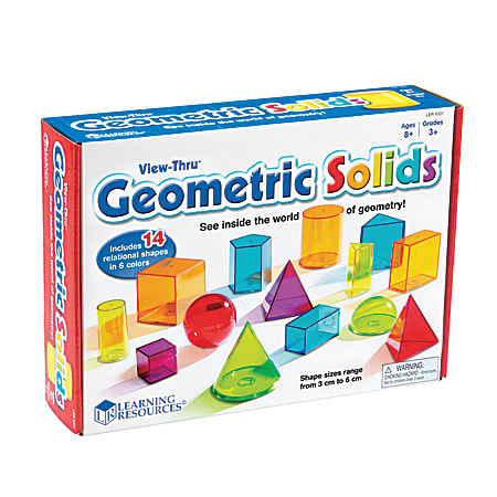 Learning Resources® View-Thru Geometric Solids Set, Assorted Colors, Grades 3 - College