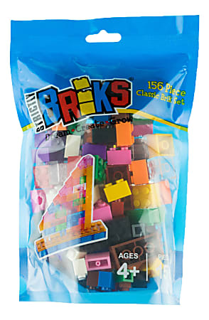 Strictly Briks 156-Piece Construction Brick Set, 13"H x 2-1/2"W x 8-1/2"D, Assorted Colors, Kindergarten - Grade 12