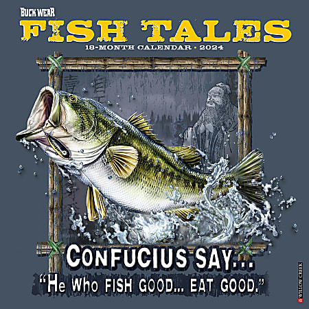 2024 Willow Creek Press Humor & Comics Monthly Wall Calendar, 12" x 12", Buck Wear's Fishing Tales, January To December