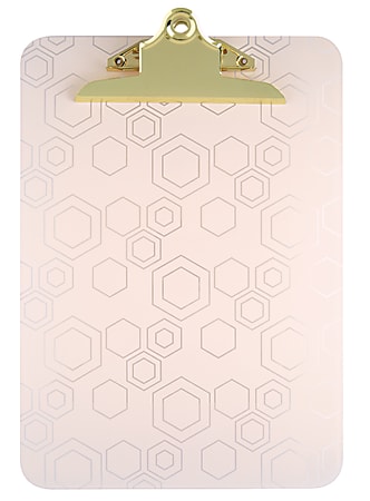 Office Depot® Brand Decorative Clipboard, 12 1/2"H x 9"W x 1/4"D, Blush Hexagon