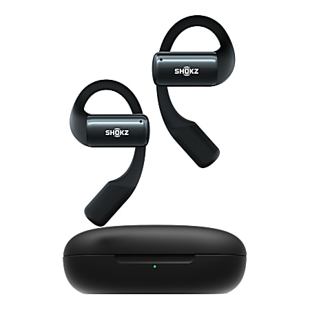 Shokz OpenDots Open-Ear Hook True Wireless Bluetooth Earbuds With Charging Case & Cable, Black, S160-ST-BK-US