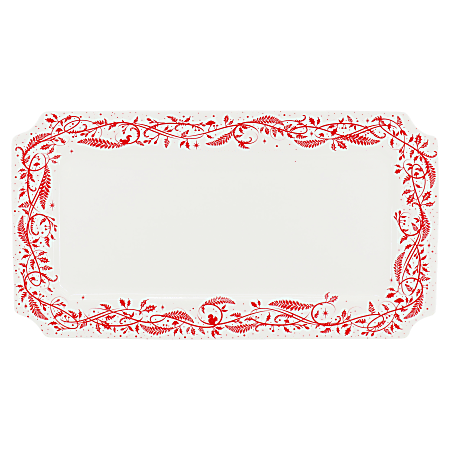 Martha Stewart Holiday Vines Fine Ceramic Serving Platter, 16”, Red