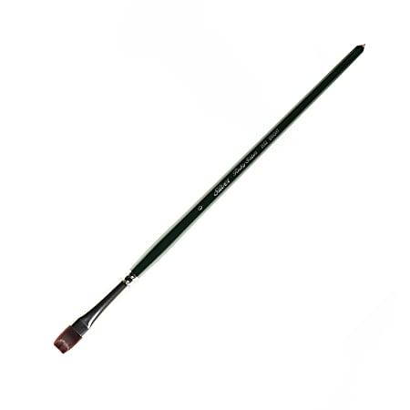 Silver Brush Ruby Satin Series Long-Handle Paint Brush 2502, Size 6, Bright Bristle, Synthetic, Green
