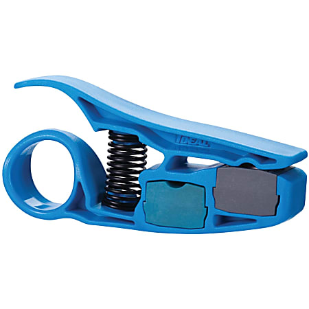 IDEAL PrepPRO Coax/UTP Cable Stripper - 4.5" Length - Blue - Plastic - Adjustable Blade, Spring Loaded, Built-in Blade Storage - 1 Each
