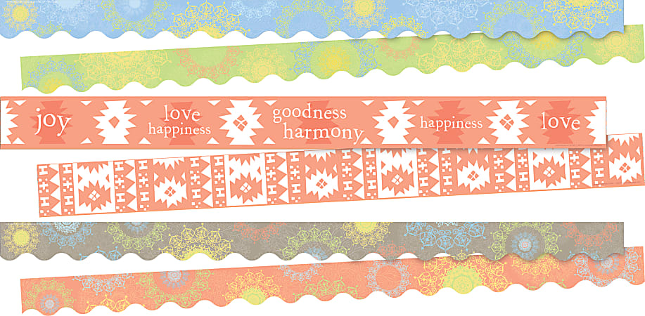 Barker Creek Double-Sided Straight-Edge/Scalloped-Edge Border Strip Set, Calming Sunset, Set Of 38 Strips