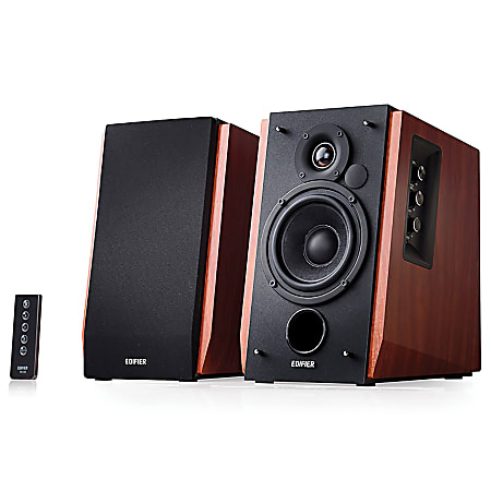 Edifier R1700BT 66-Watt RMS Amplified Bluetooth&reg; Bookshelf Speaker System, Brown