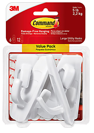Large White Utility Hook Value Pack (6 Hooks, 12 Strips) Large White Utility Hook Value Pack (6 Hooks, 12 Strips)