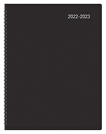 Office Depot® Brand Weekly/Monthly Academic Planner, Horizontal Format, 8" x 11", 30% Recycled, Black, July 2022 to August 2023