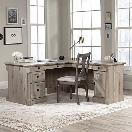 Sauder Palladia 67 W L Shaped Corner Desk Split Oak Office Depot