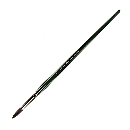 Silver Brush Ruby Satin Series Long-Handle Paint Brush 2500, Size 8, Round Bristle, Synthetic, Green