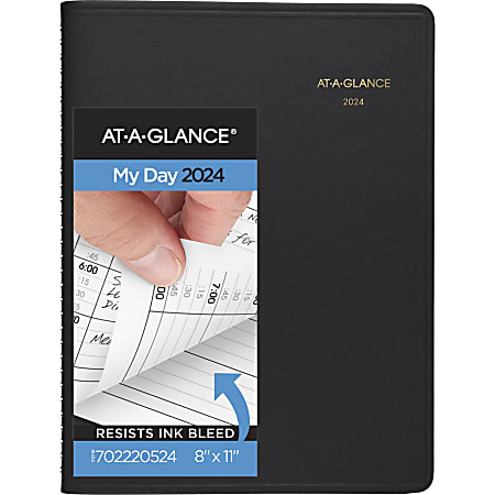 2024 AT-A-GLANCE® 2-Person Daily Appointment Book, 8" x 11", Black, January To December 2024, 7022205