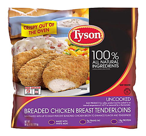 Tyson Uncooked Breaded Chicken Breast Tenderloins, 4-Lb Bag