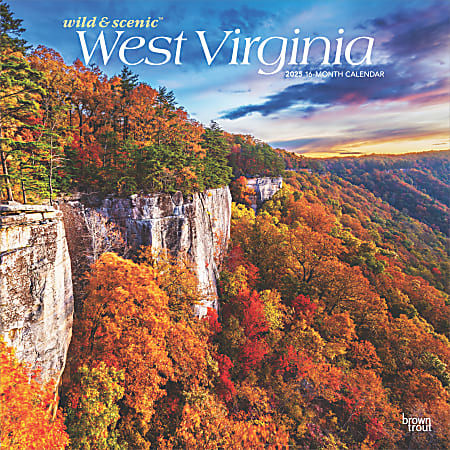 2025 BrownTrout West Virginia Wild & Scenic Monthly Square Wall Calendar, 12" x 12", American States, Jan to Dec 2025, 9781975475918