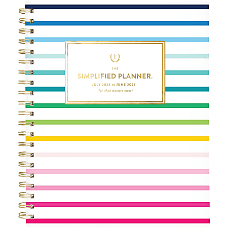 2024-2025 AT-A-GLANCE® Simplified By Emily Ley Weekly/Monthly Academic Planner, 8-1/2" x 11", Happy Stripe, July 2024 To June 2025, EL24-905A