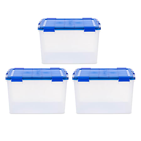 Iris Ultimate Weathertight Storage Boxes, 23-5/8”L x 20-1/16”W x 16-3/16”H, 74 Qt, Clear, Set Of 3 Boxes