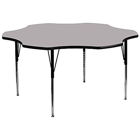 Flash Furniture 60'' Flower Thermal Laminate Activity Table With Standard Height-Adjustable Legs, Gray