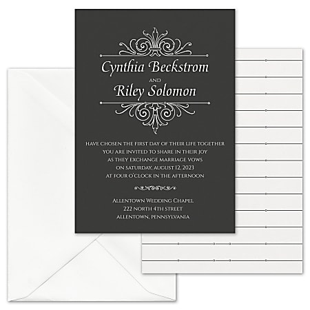 Custom Shaped Wedding & Event Invitations With Envelopes, 5" x 7", Regal Crest, Box Of 25 Invitations/Envelopes