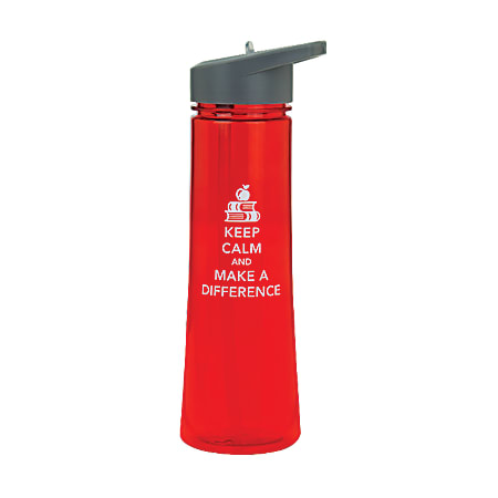 The Master Teacher Keep Calm And Make A Difference Water Bottle, 22 oz., Red