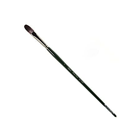 Silver Brush Ruby Satin Series Long-Handle Paint Brush 2503, Size 8, Filbert Bristle, Synthetic, Green