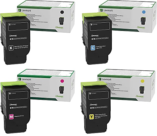 Lexmark&trade; C231H Black; Cyan; Magenta; Yellow High Yield Return Program Toner Cartridges, Pack Of 4, C231HC0/C231HM0/C231HY0/C231HK0