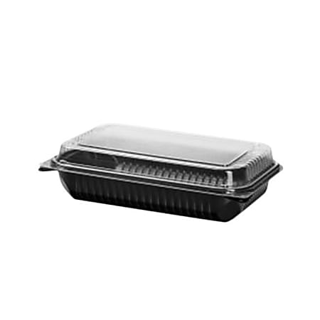 Solo® Creative Carryouts® BoxLine Dinner Hinged Containers, 2 Qt, Black/Clear, Pack Of 100 Containers