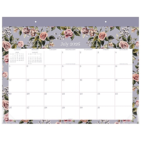Mead Cambridge® Tea Rose Academic 2026-2027 Monthly Desk Pad Calendar, Standard, 17" x 21 3/4"