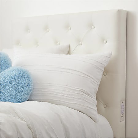 Dormify Harlow Tufted Charging Headboard, Twin/Twin XL, White Leather