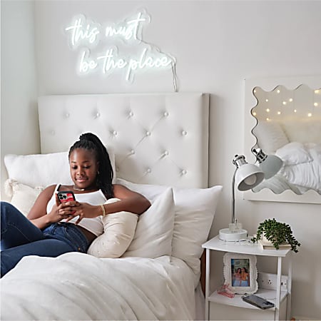 Dormify Harlow Tufted Charging Headboard TwinTwin XL White Leather ...