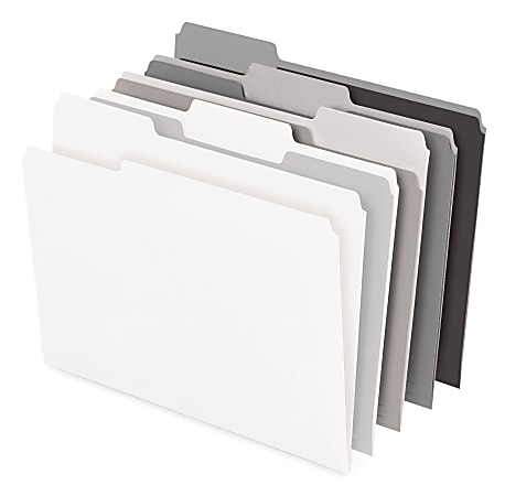 Office Depot® Brand File Folders, 1/3 Cut, Letter Size, Assorted Grayscale Colors, Box Of 100 Folders